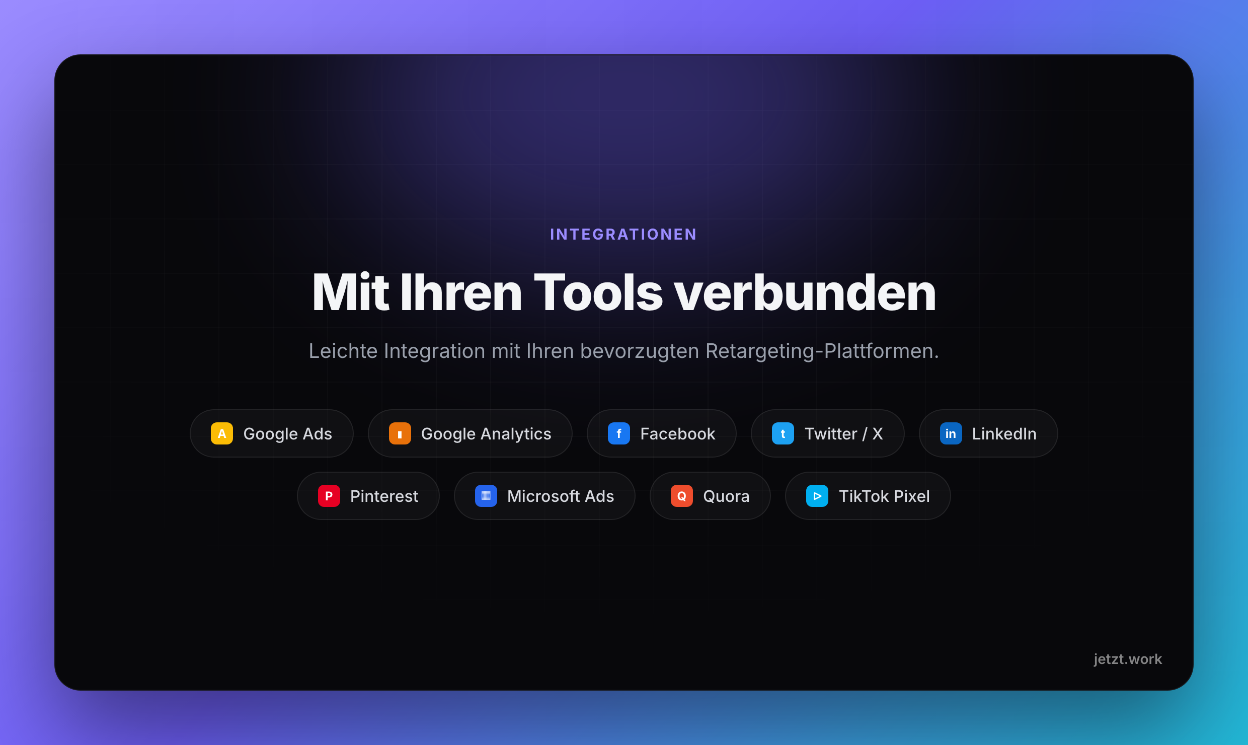 jetzt.work Integrationen mit Retargeting-Plattformen