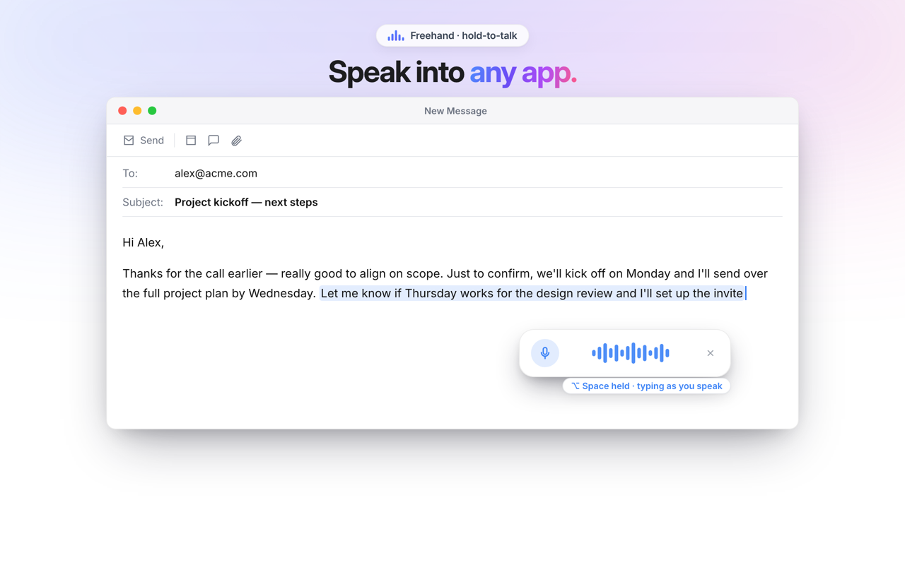 Super NotePilot Freehand-Diktat per globalem Hotkey in jede App